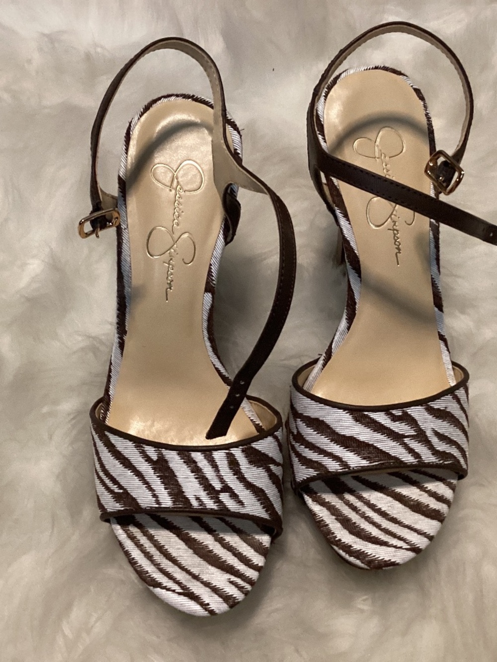 Jessica Simpson Zebra Print Platform Heeled Sandal